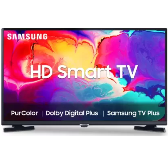 SAMSUNG 80 cm (32 Inch) HD Ready LED Smart Tizen TV with Bezel-Free Design | PurColor | Hyper Real Picture Engine | Triple Protection | SmartThings App Support | TV Key | Connect Share(HDD) | ConnectShare (USB 2.0)